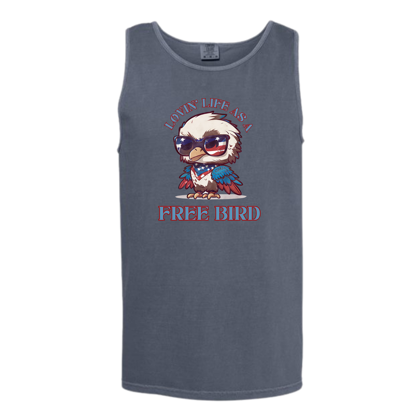 Lovin' Life as a Free Bird - Comfort Colors - Unisex Tank - Neutral Colors & Blues