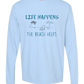 Life Happens The Beach Helps - Comfort Colors - Heavyweight Long Sleeve Tee - Blues & Greens
