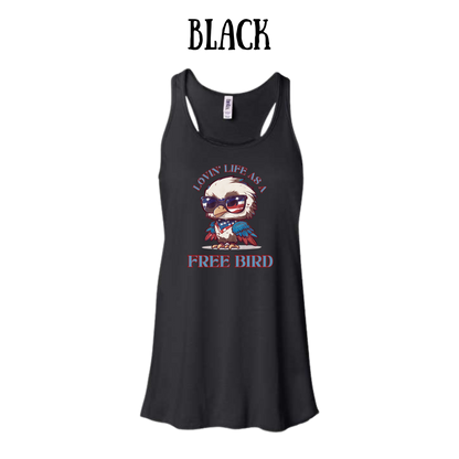 PP - Lovin' Life As A Free Bird - Women's Flowy Racerback Tank