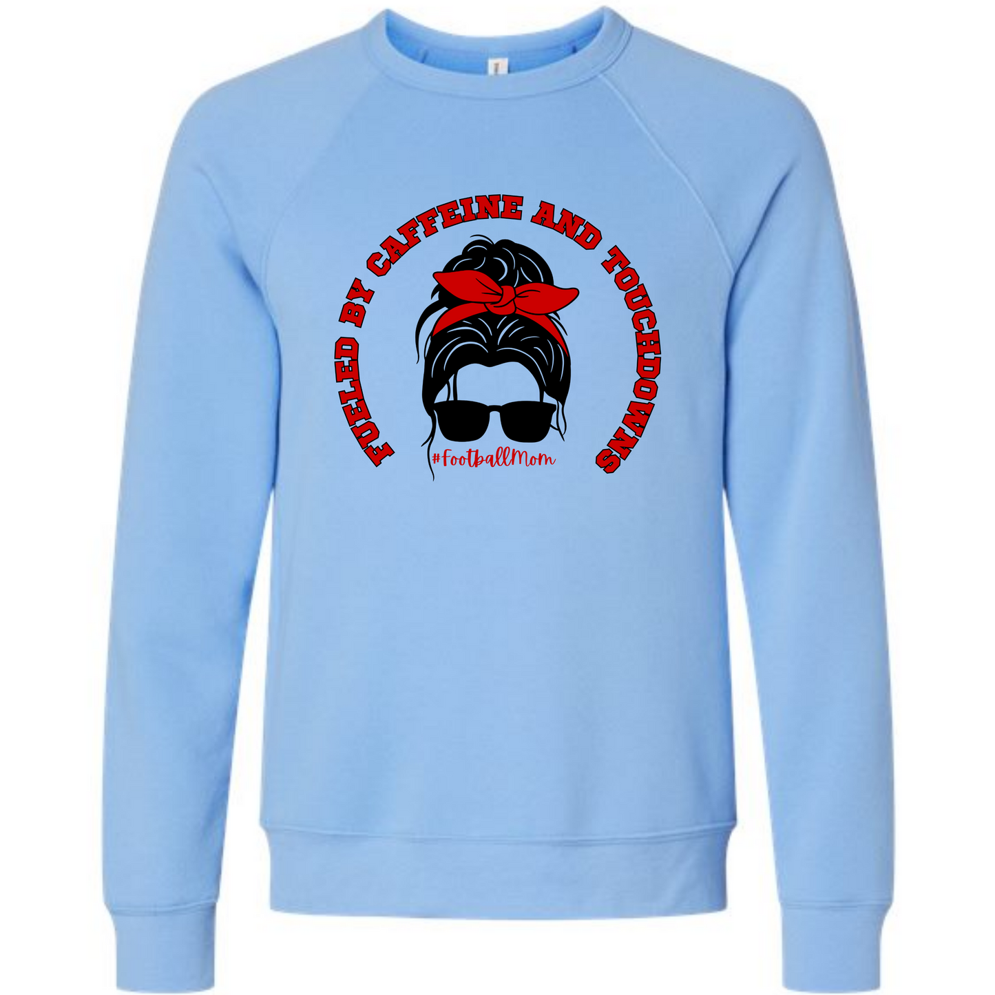 Football Moms Fueled By Caffeine and Touchdowns - Sponge Fleece Raglan Sweatshirt - Blues, Purples
