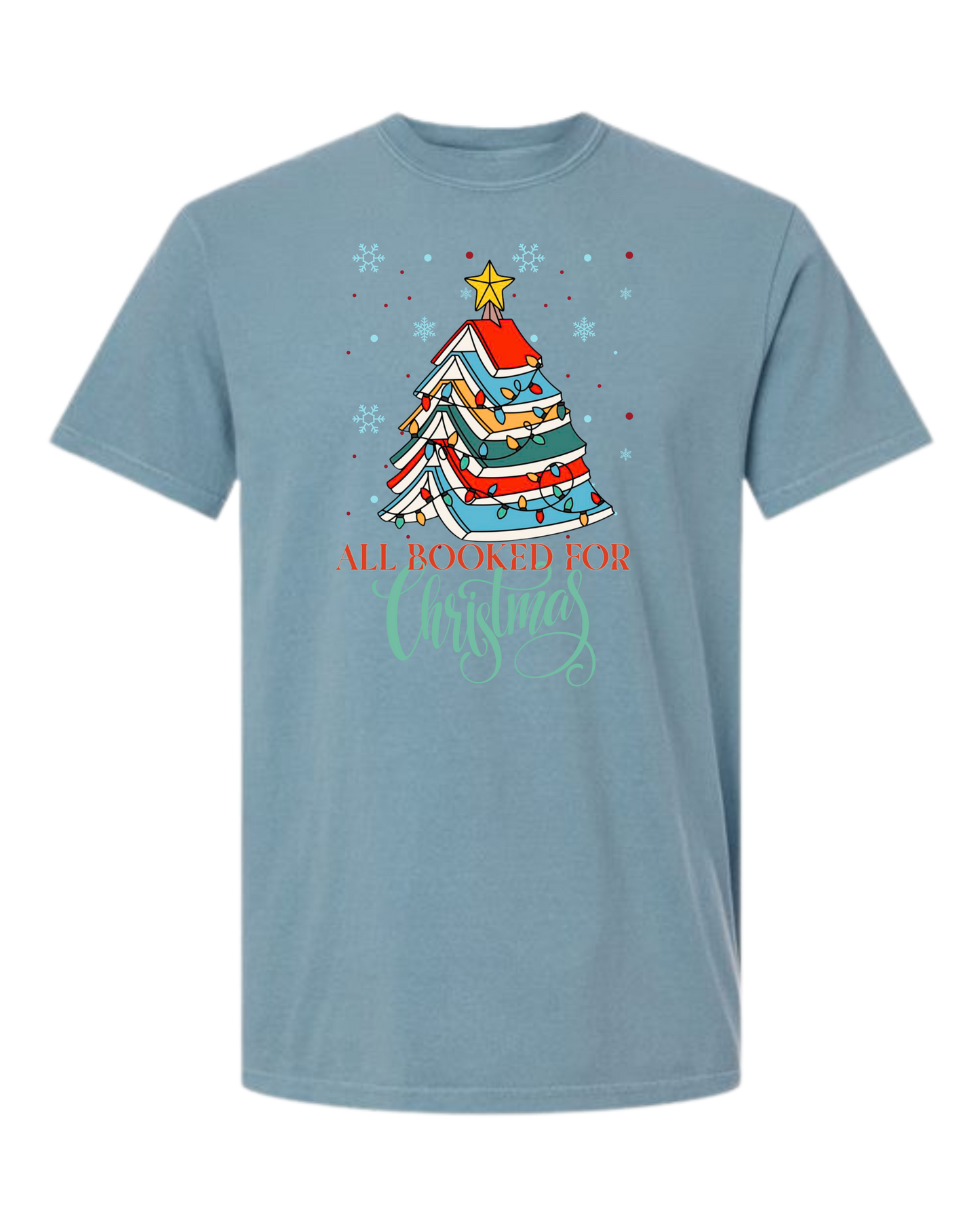 All Booked For Christmas - Comfort Colors - Heavyweight Unisex Tee - Blues
