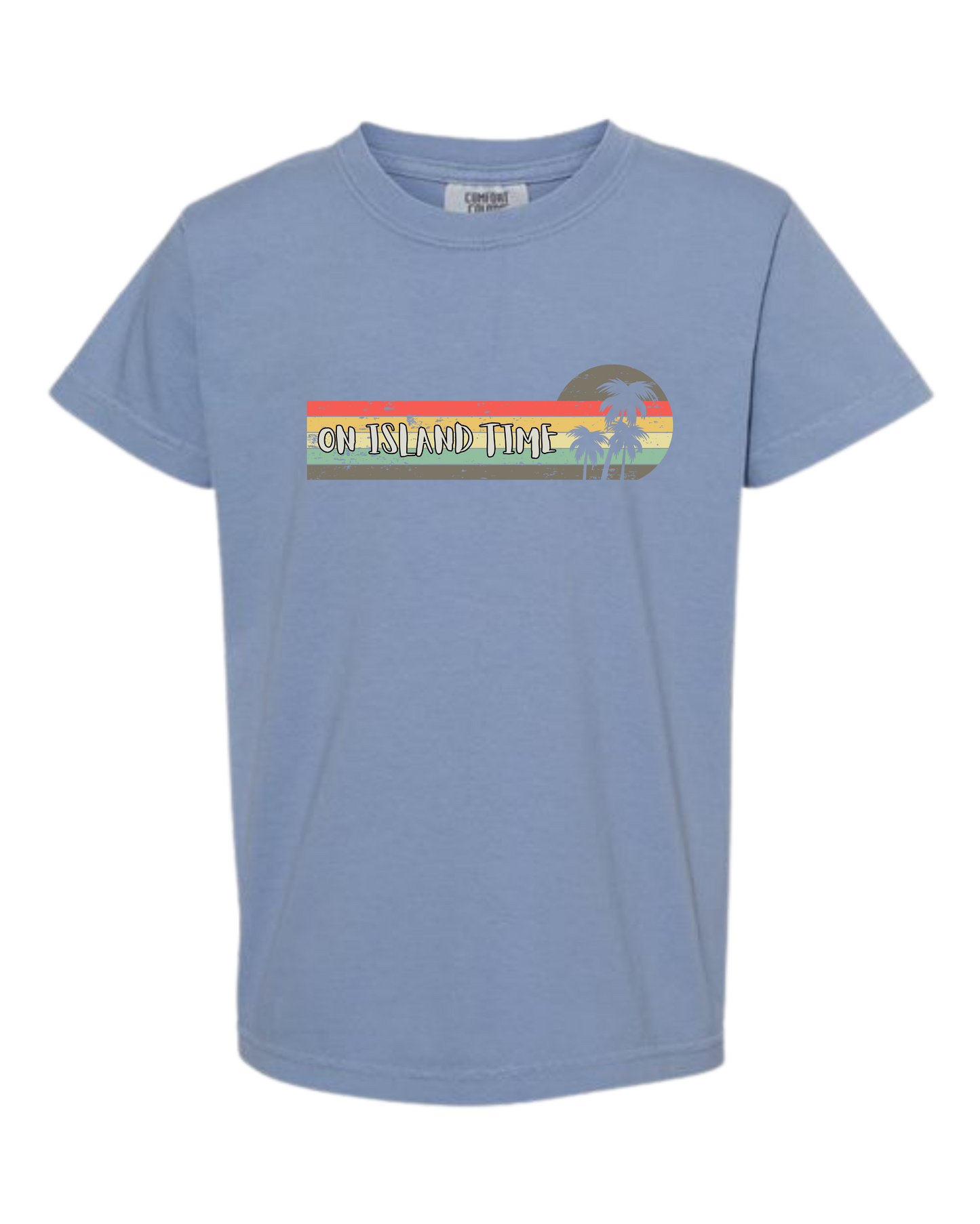 On Island Time - Comfort Colors - Heavyweight Youth Tee - Neutral Colors & Blues