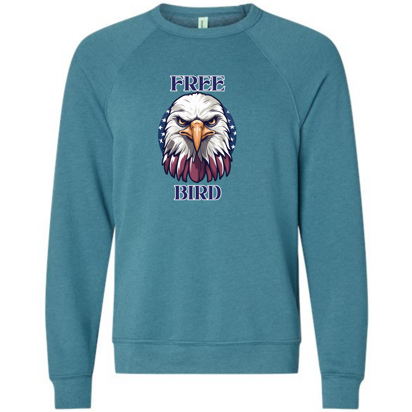 Free Bird - Sponge Fleece Raglan Sweatshirt - Blues, Greens, Purple, and Black