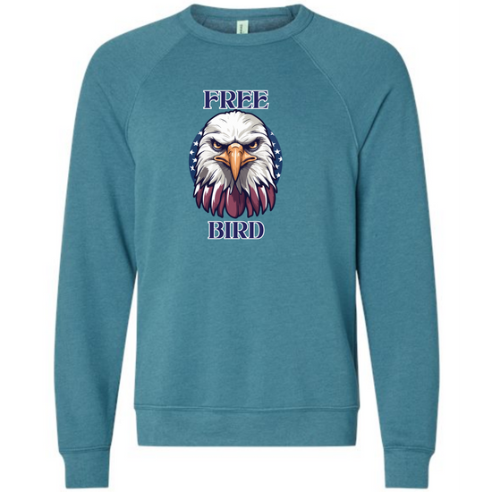 Free Bird - Sponge Fleece Raglan Sweatshirt - Blues, Greens, Purple, and Black