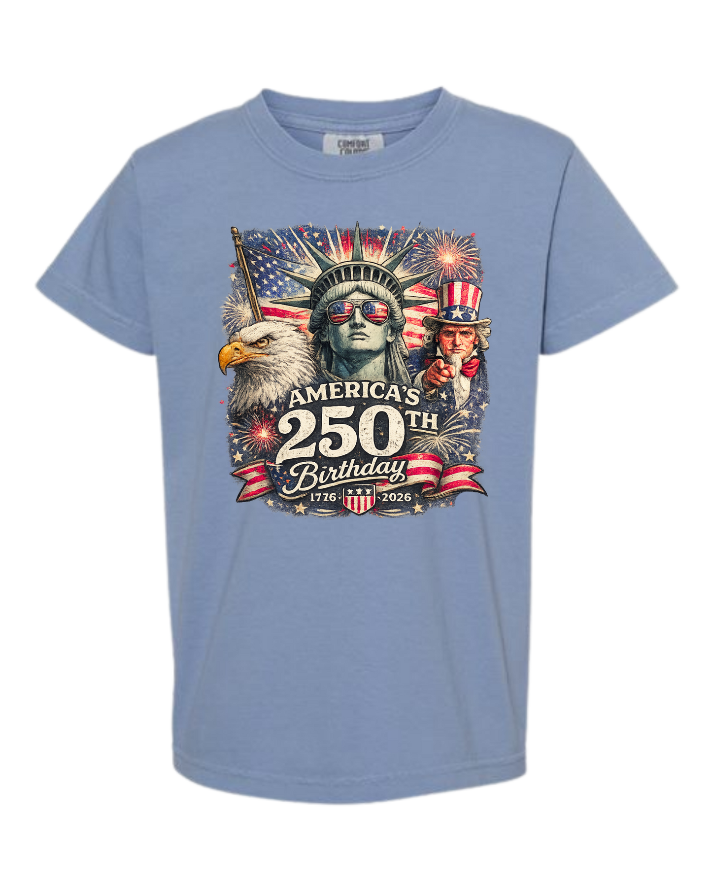 America's 250th Birthday - Comfort Colors - Heavyweight Youth Tee - Neutral Colors & Blues