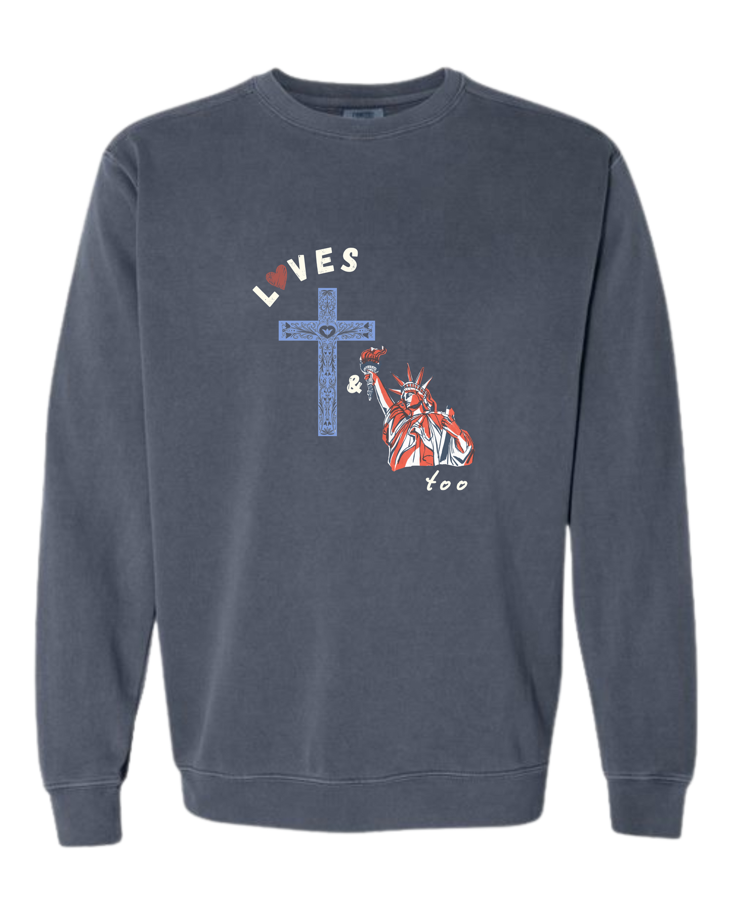 Loves Jesus & America too - Comfort Colors - Sweatshirt - Blues