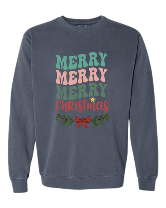Merry Merry Merry Christmas - Comfort Colors - Sweatshirt - Blues