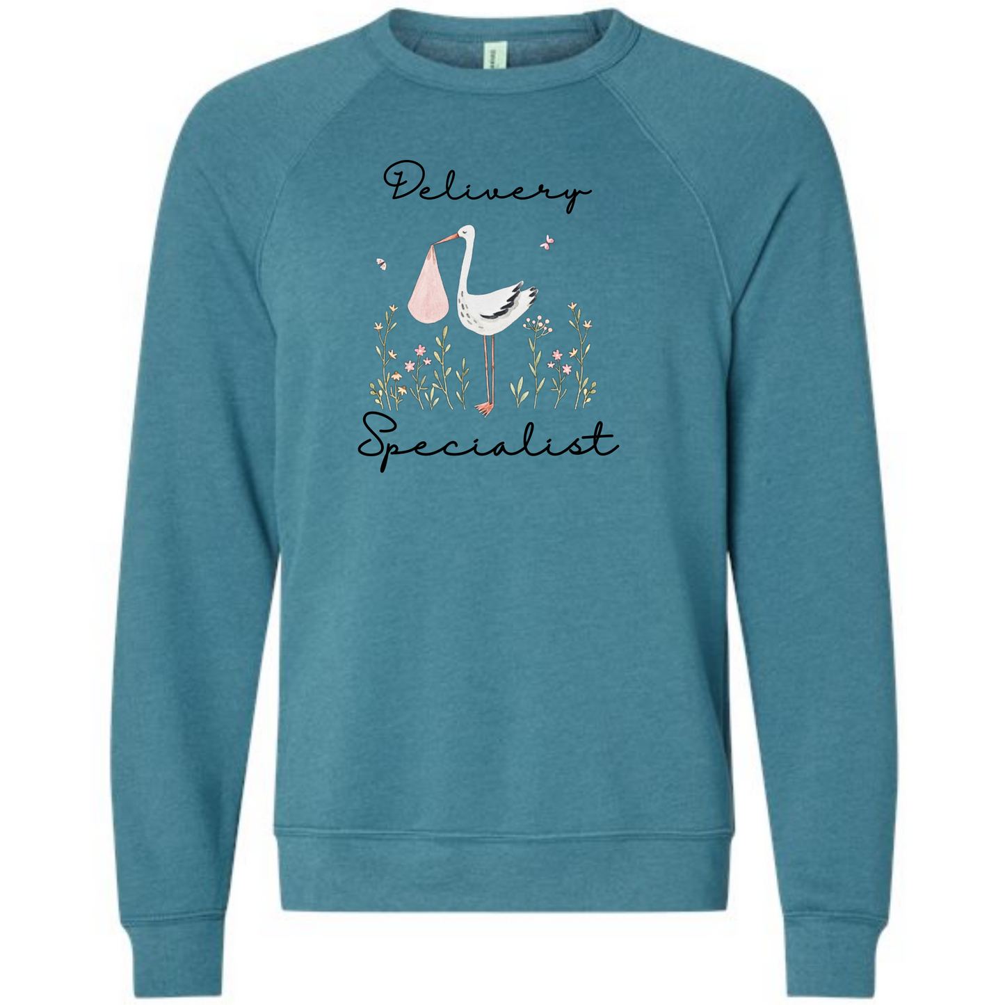 Delivery Specialist - Sponge Fleece Raglan Sweatshirt - Blues, Greens, Purple, and Black