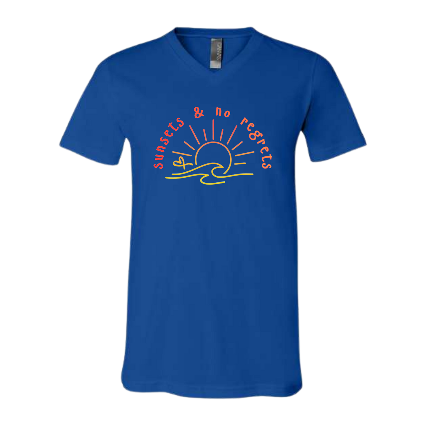 Sunsets & No Regrets - Bella+Canvas - Unisex V-Neck - Assorted Colors