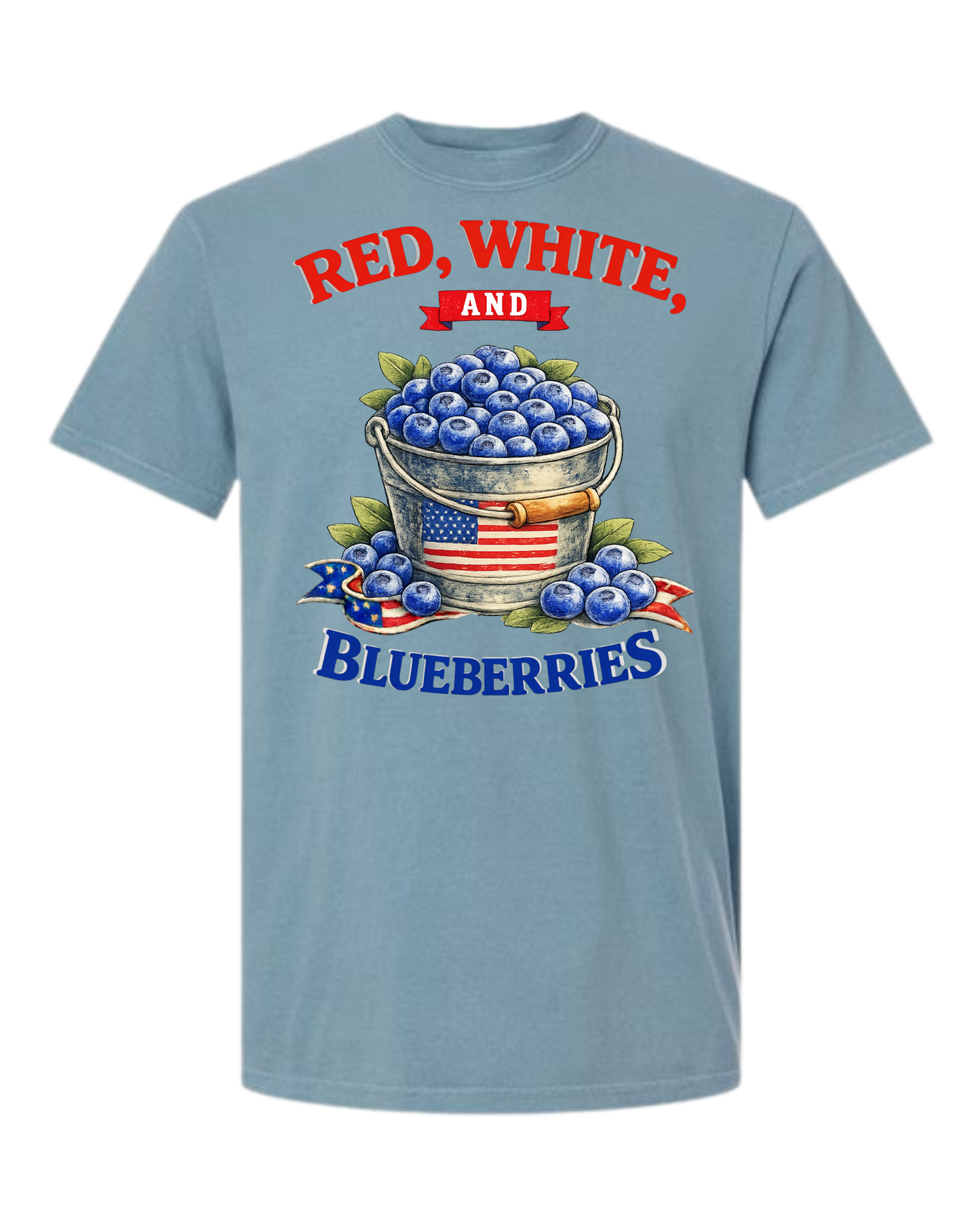 Red, White, And Blueberries - Comfort Colors - Heavyweight Unisex Tee - Blues