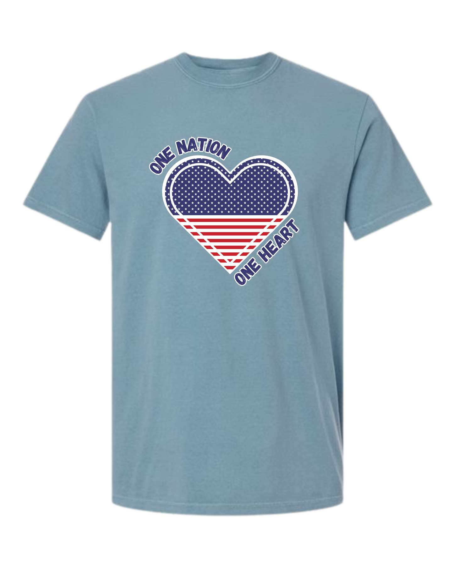 One Nation One Heart - Comfort Colors - Heavyweight Unisex Tee - Blues