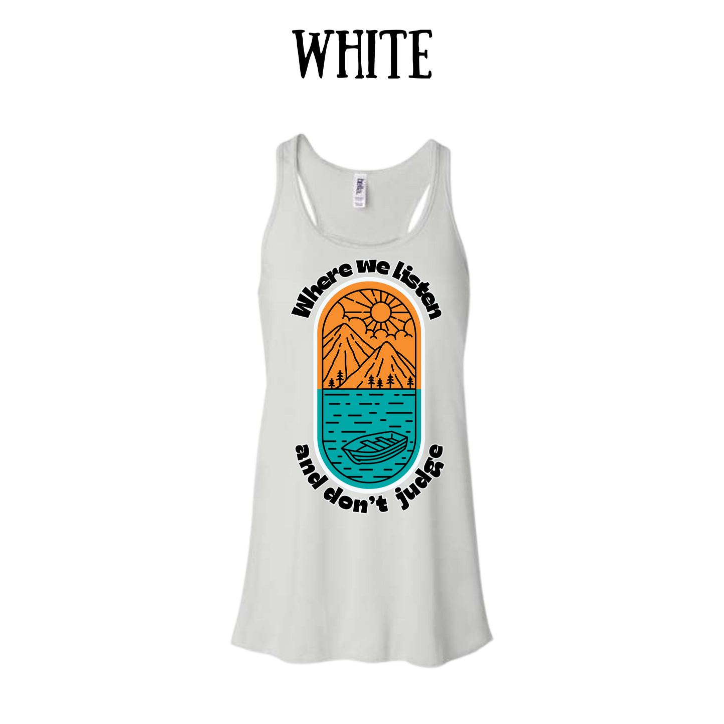 CP - Where We Listen and Don't Judge - Women's Flowy Racerback Tank