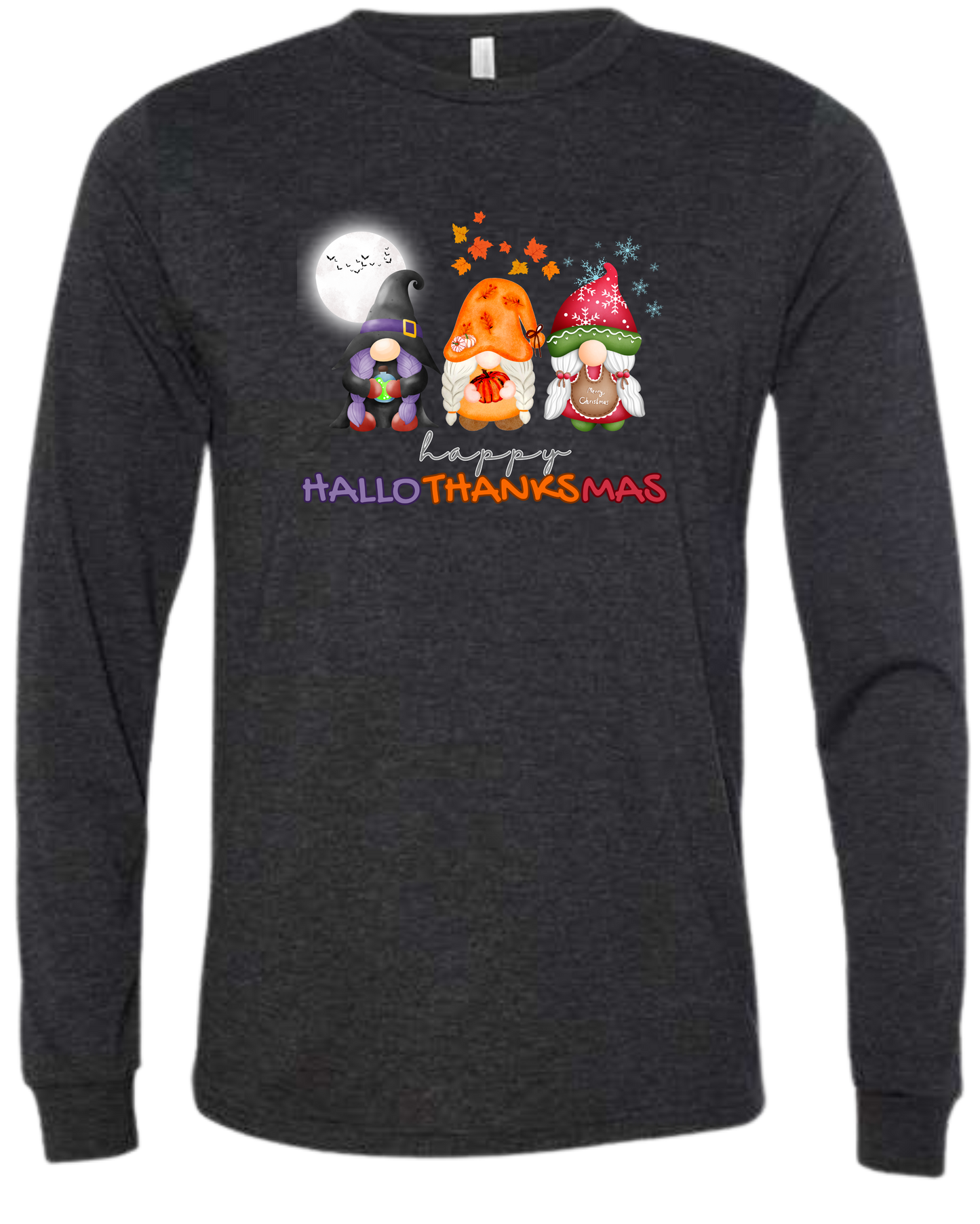 Happy HalloThanksMas Gnomes - Unisex Long Sleeve - Neutral Colors