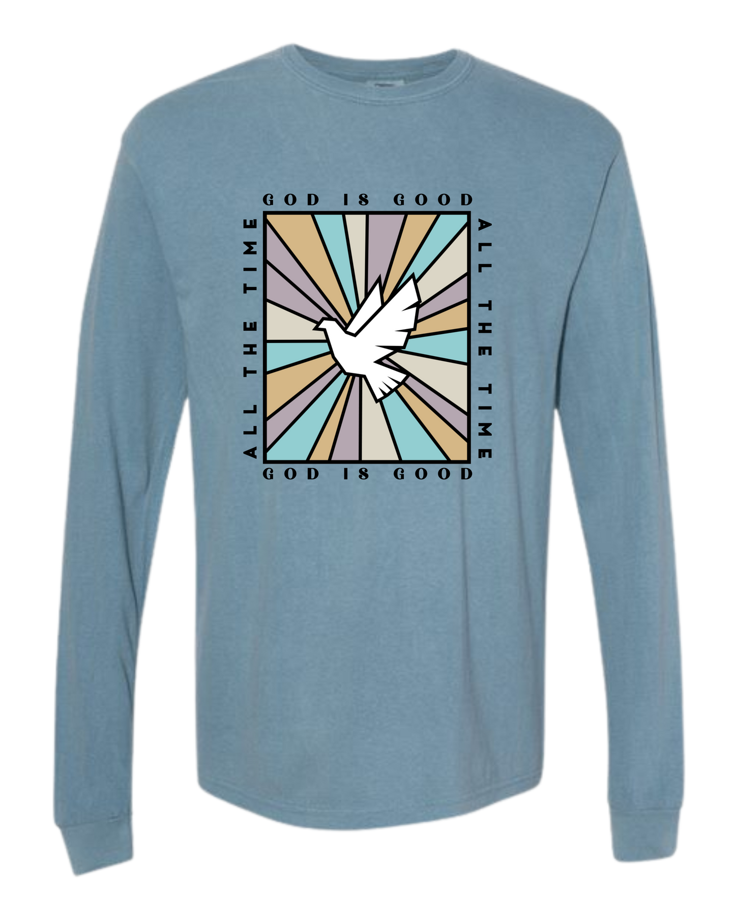 God Is Good - Comfort Colors - Heavyweight Long Sleeve Tee - Blues & Greens