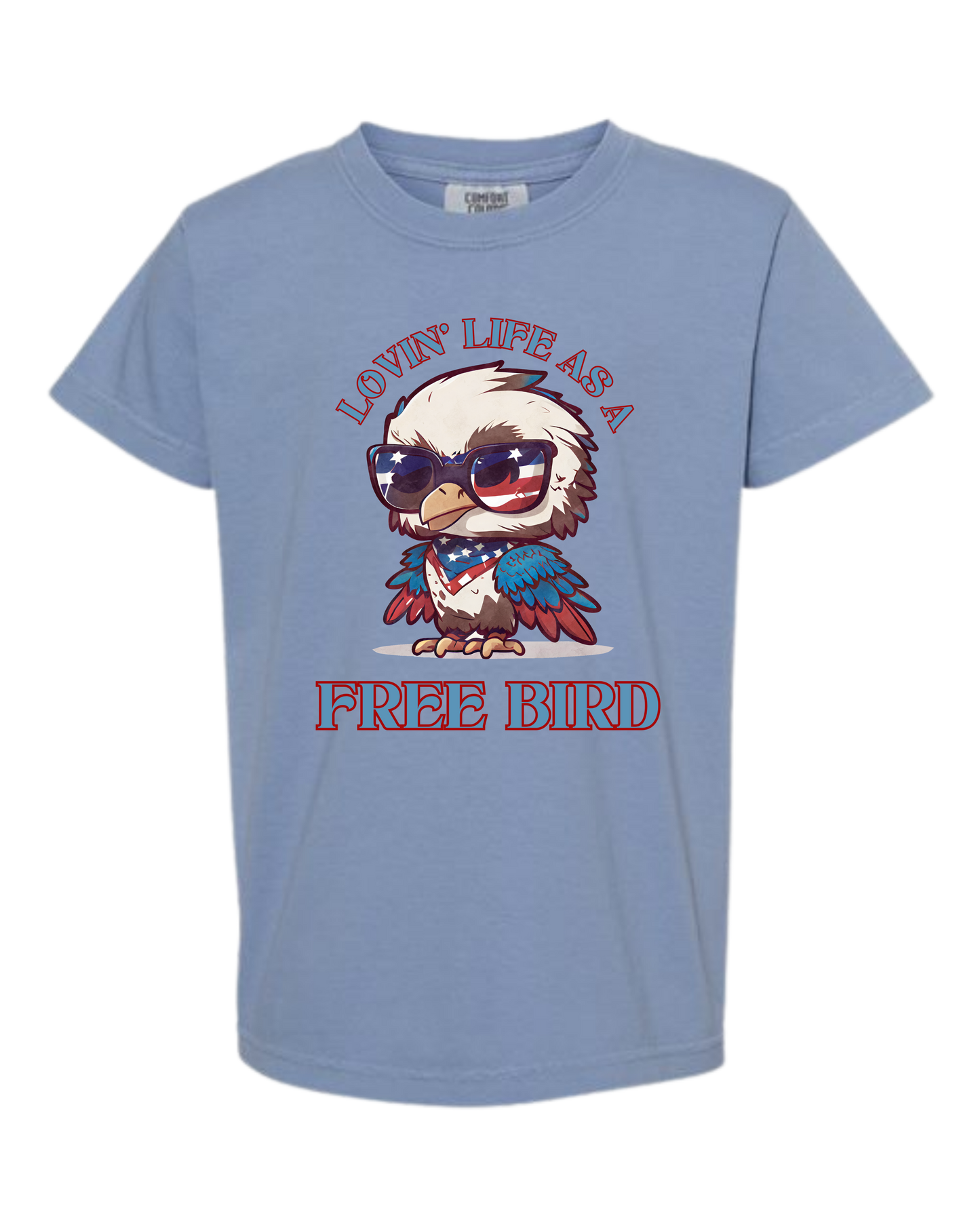 Lovin' Life as a Free Bird - Comfort Colors - Heavyweight Youth Tee - Neutral Colors & Blues