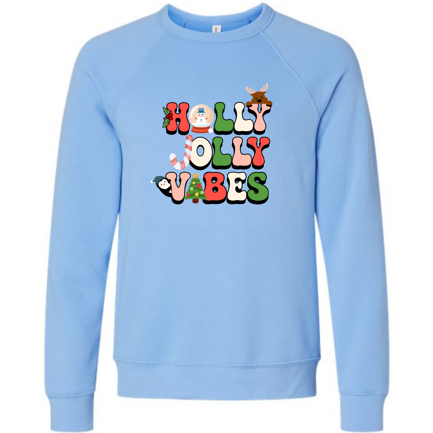 Holly Jolly Vibes - Sponge Fleece Raglan Sweatshirt - Blues, Purples