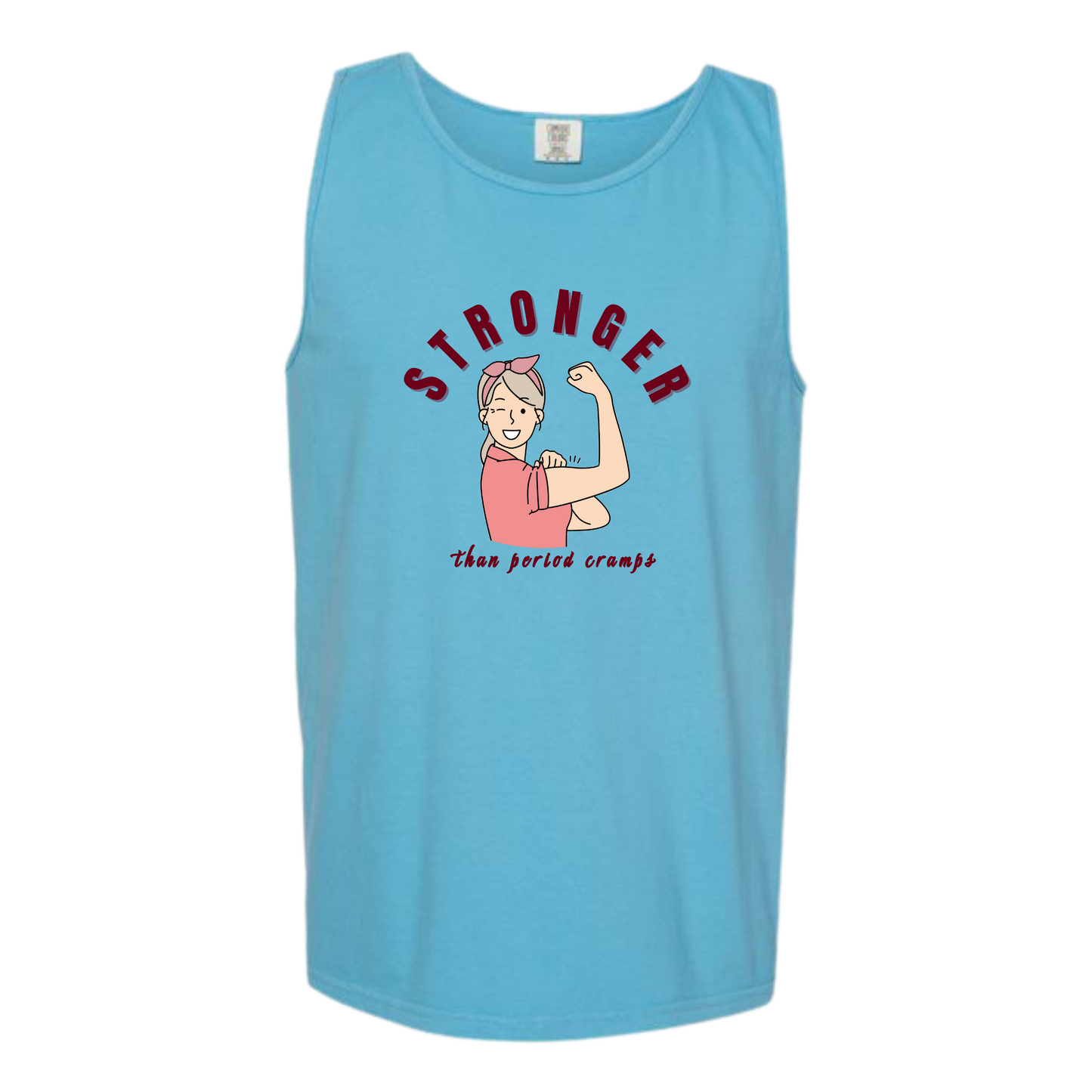 Stronger Than Period Cramps - Comfort Colors - Unisex Tank - Neutral Colors & Blues