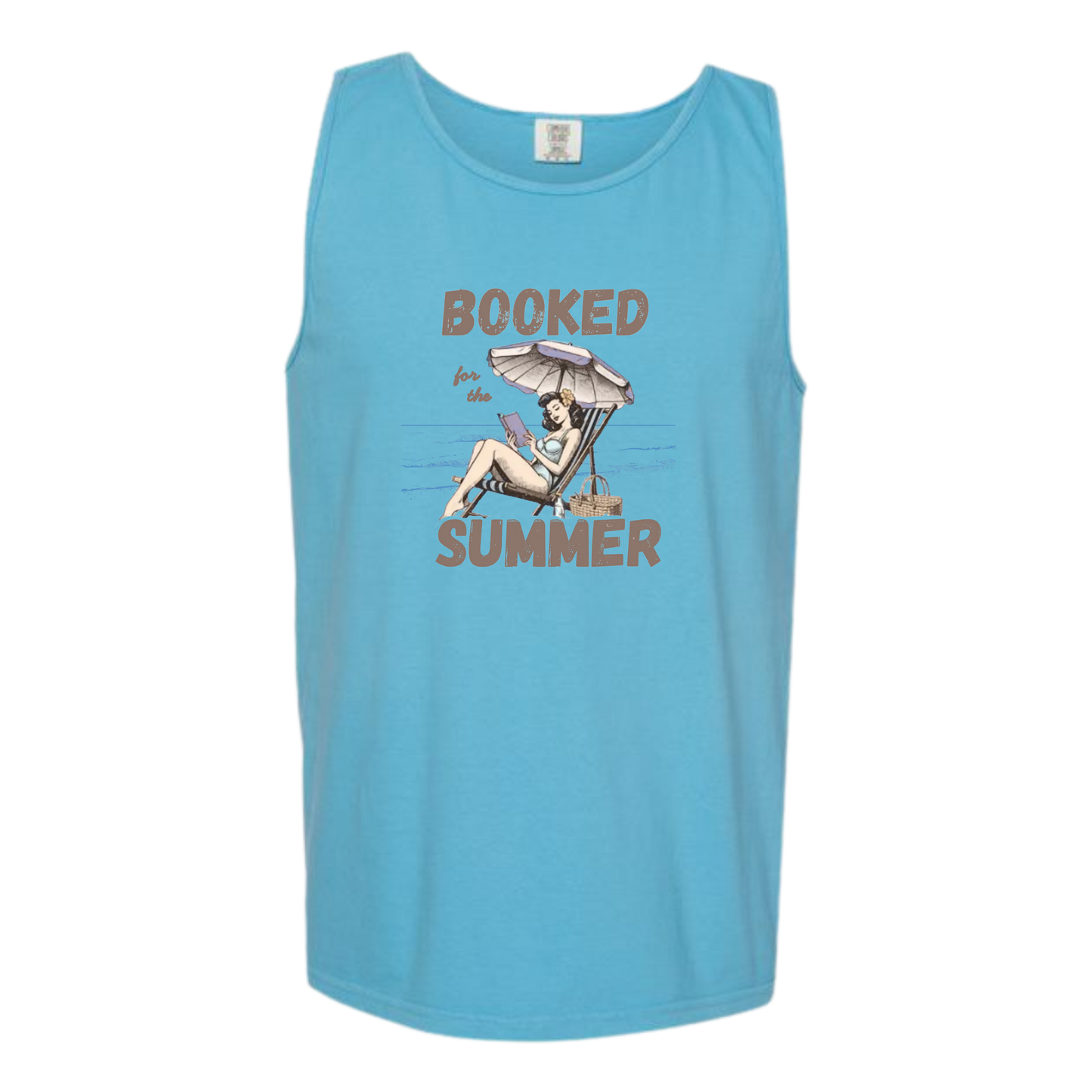 Booked for the Summer - Comfort Colors - Unisex Tank - Neutral Colors & Blues