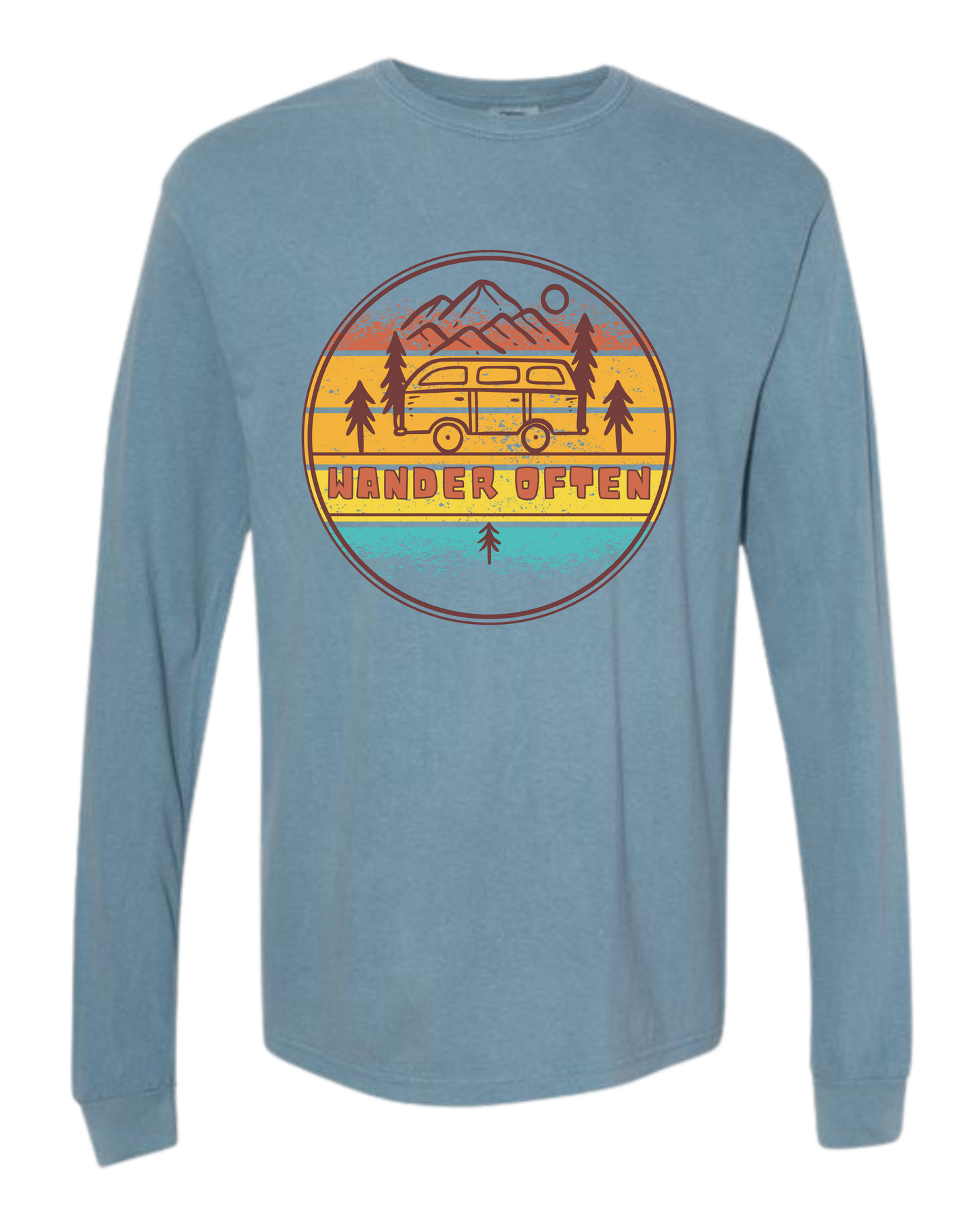 Wander Often - Comfort Colors - Heavyweight Long Sleeve Tee - Blues & Greens