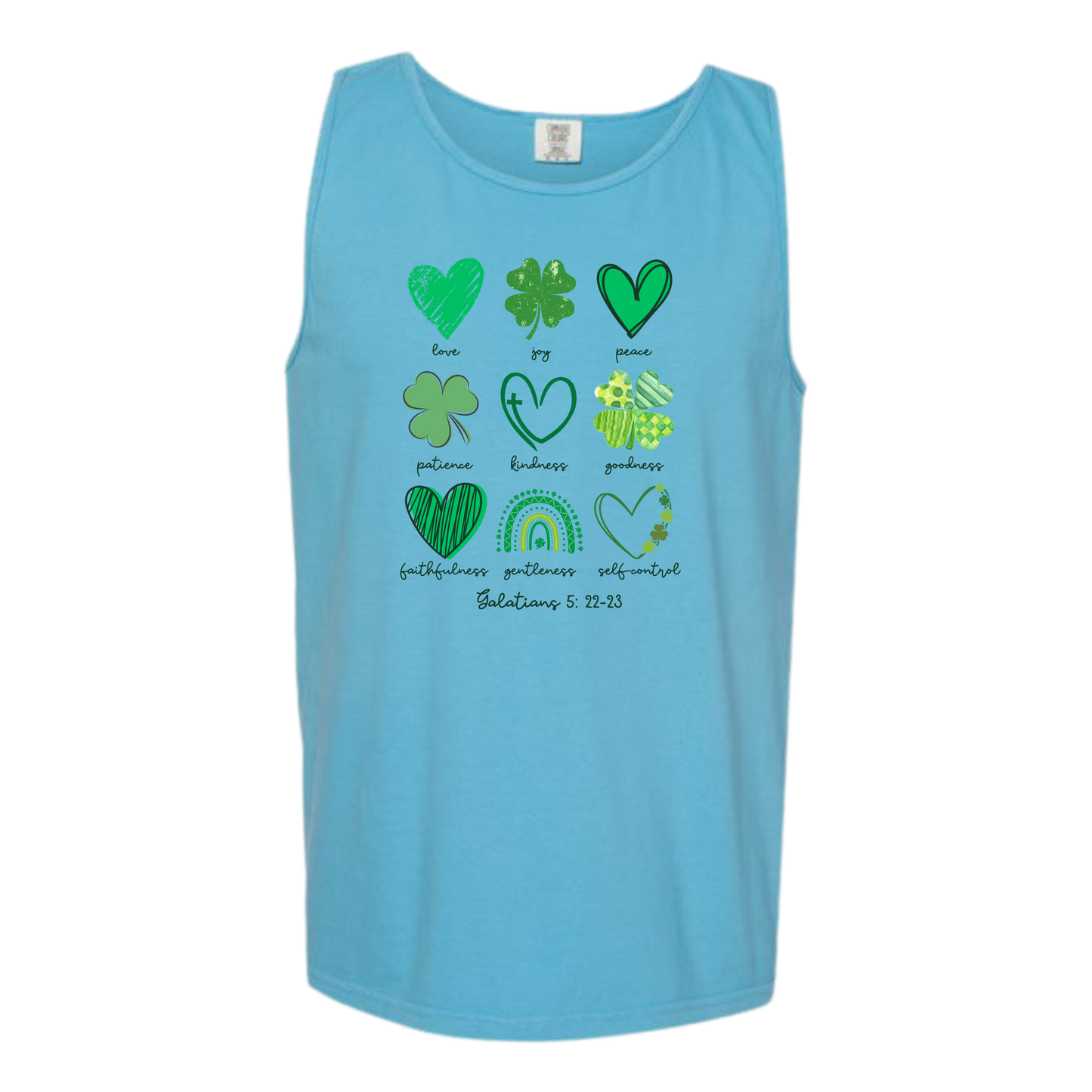 Galatians 5 - St Patrick's Day - Comfort Colors - Unisex Tank - Neutral Colors & Blues