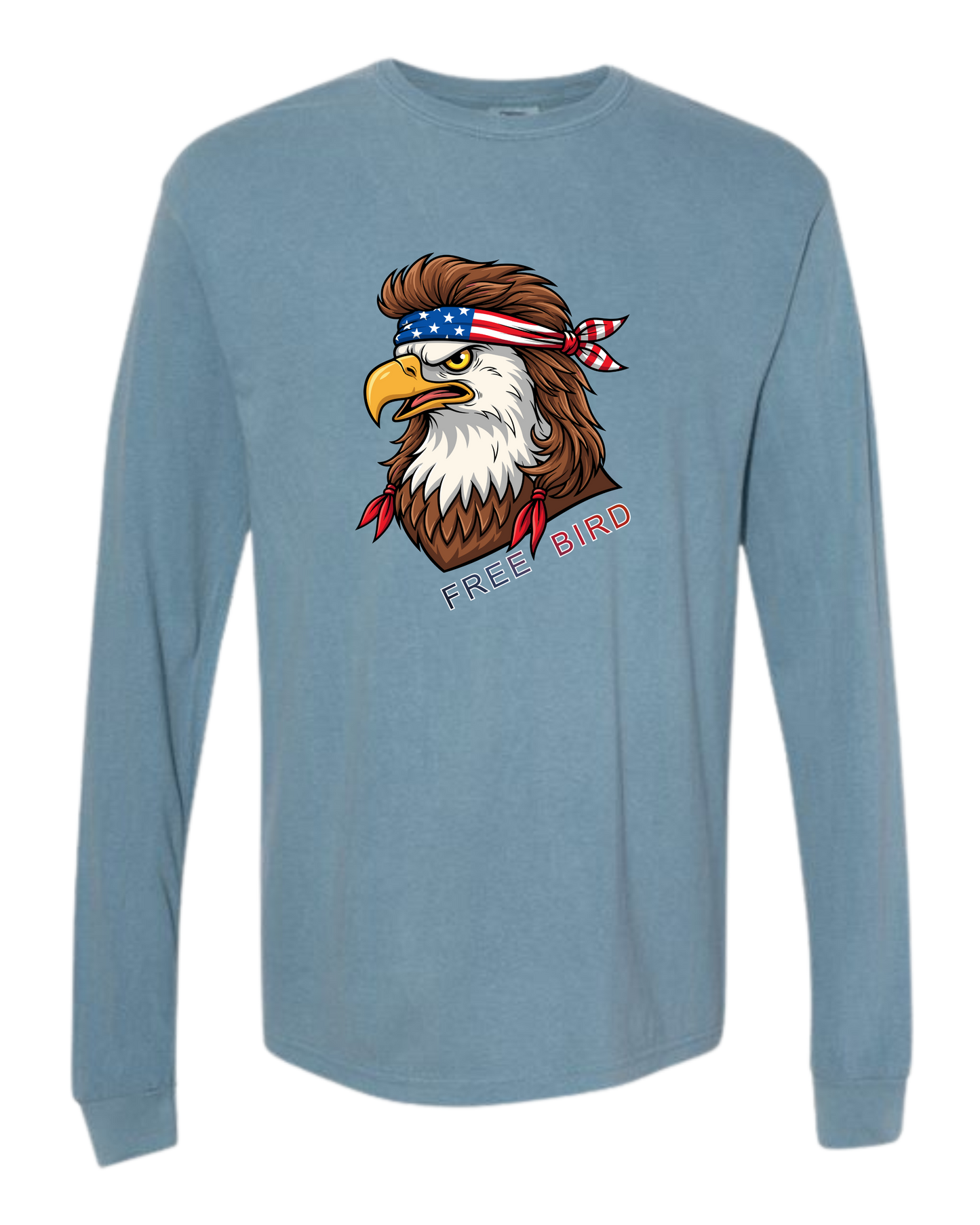 Rockin Free Bird - Comfort Colors - Heavyweight Long Sleeve Tee - Blues & Greens
