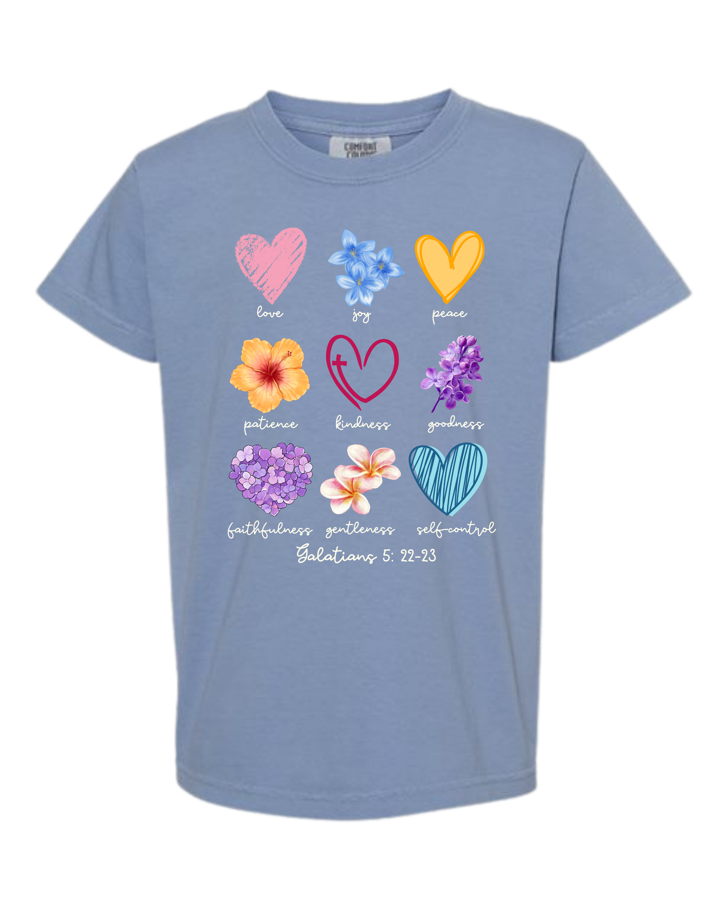 Galatians 5 - Spring - Comfort Colors - Heavyweight Youth Tee - Neutral Colors & Blues