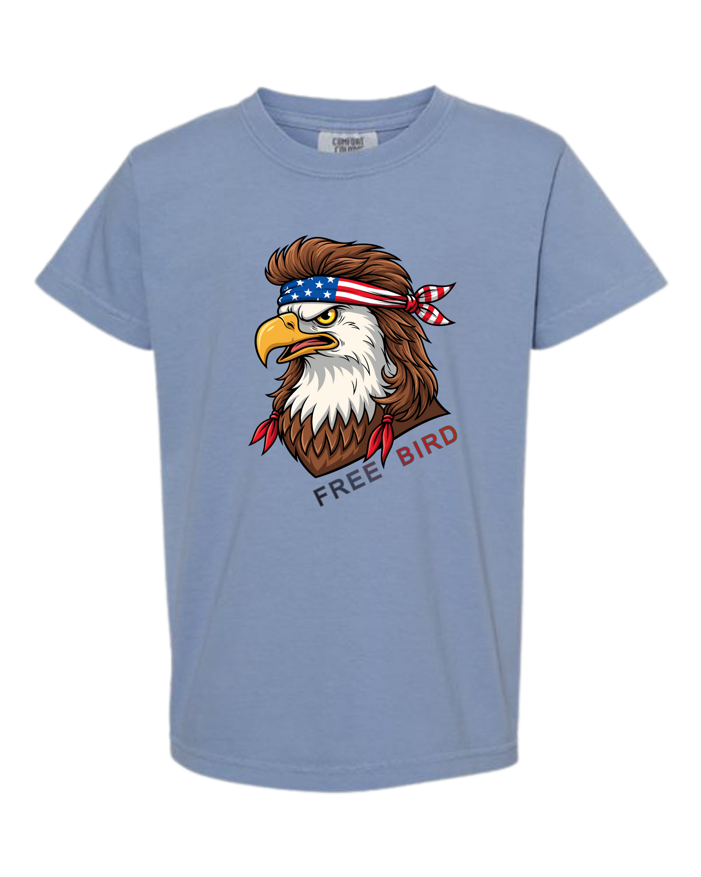 Rockin Free Bird - Comfort Colors - Heavyweight Youth Tee - Neutral Colors & Blues