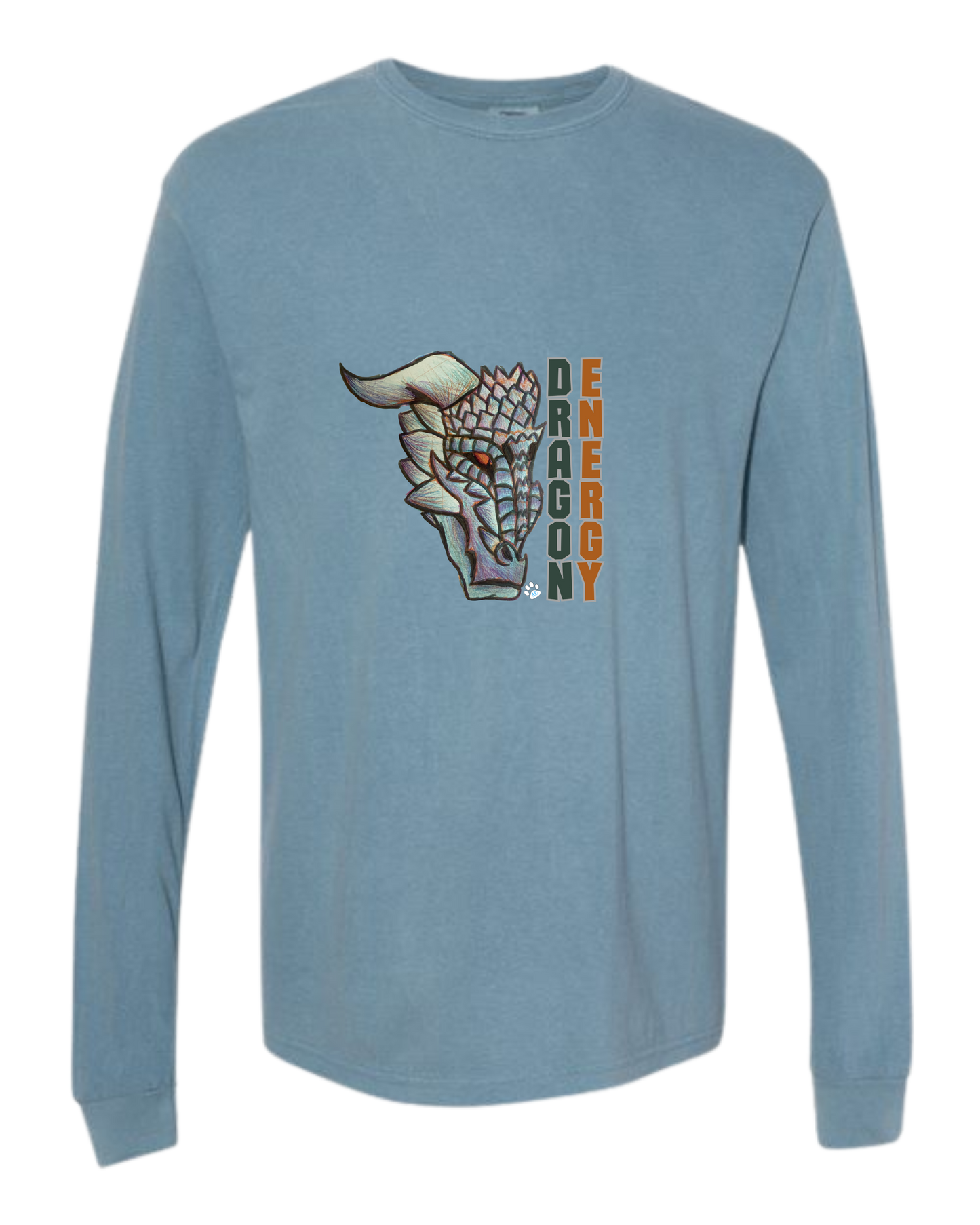 Dragon Energy - Comfort Colors - Heavyweight Long Sleeve Tee - Blues & Greens