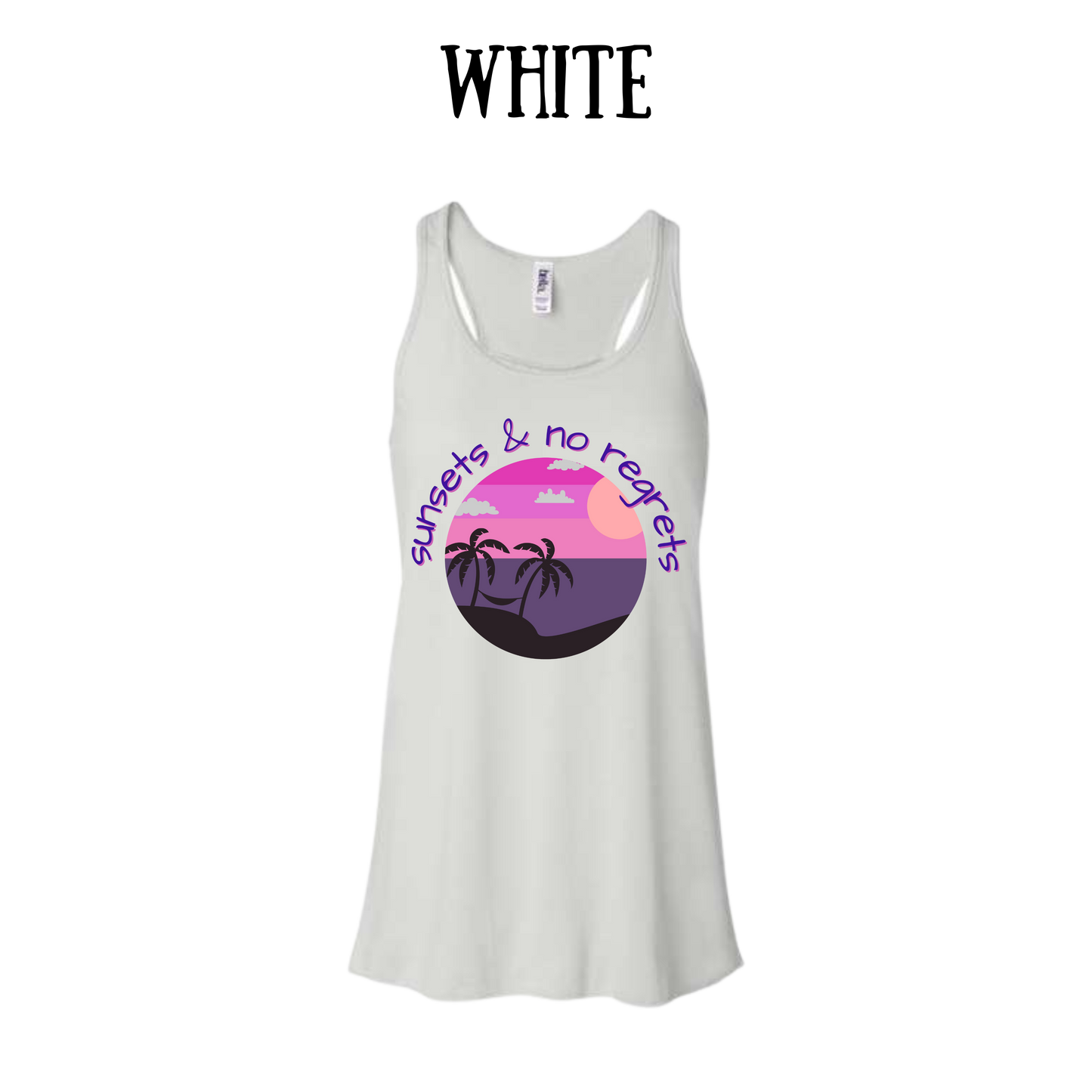 VP - Sunsets & No Regrets - Women's Flowy Racerback Tank