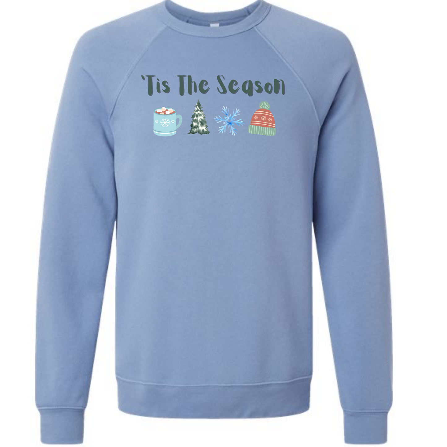 'Tis the Season - Winter - Sponge Fleece Raglan Sweatshirt - Blues, Purples