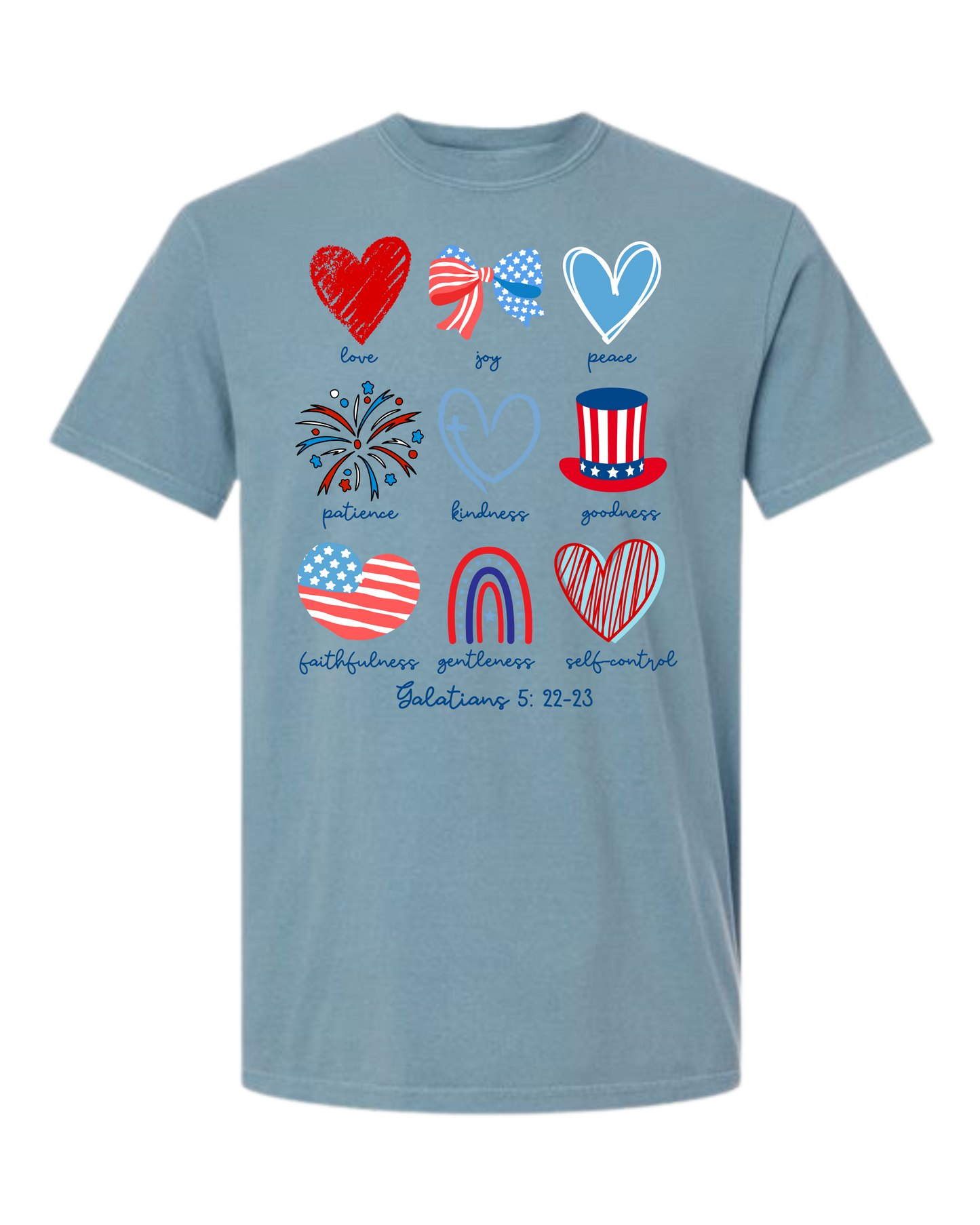 Galatians 5 - Patriotic - Comfort Colors - Heavyweight Unisex Tee - Blues