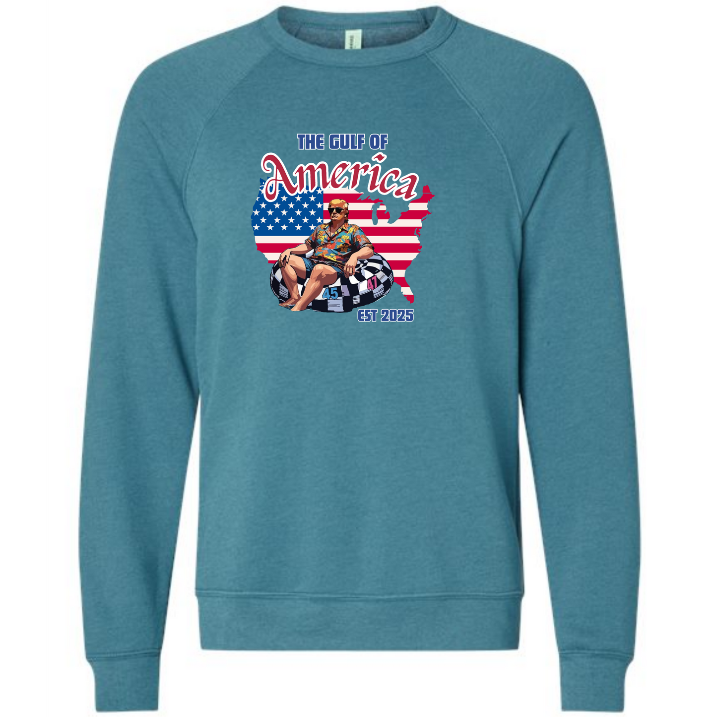 The Gulf of America - Sponge Fleece Raglan Sweatshirt - Blues, Greens, Purple, and Black