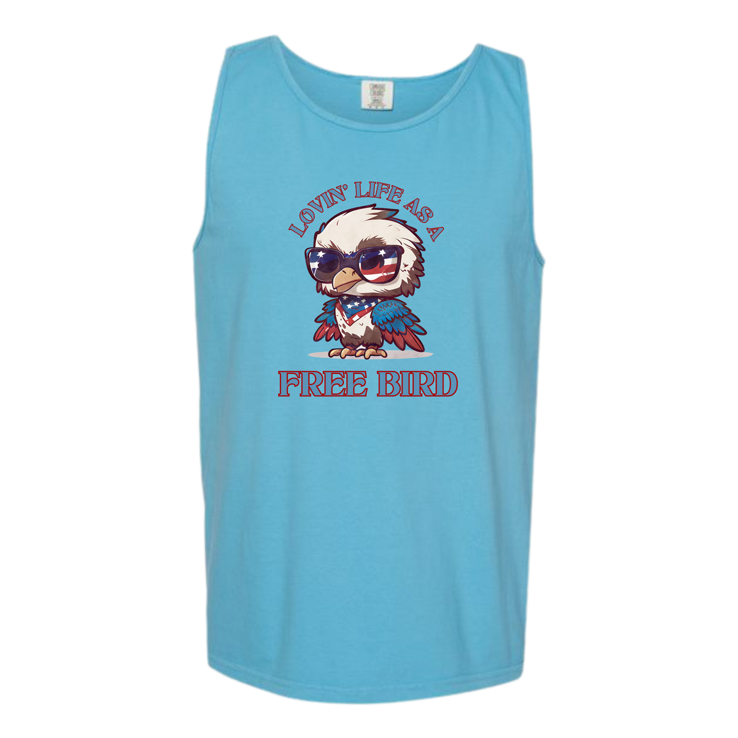 Lovin' Life as a Free Bird - Comfort Colors - Unisex Tank - Neutral Colors & Blues