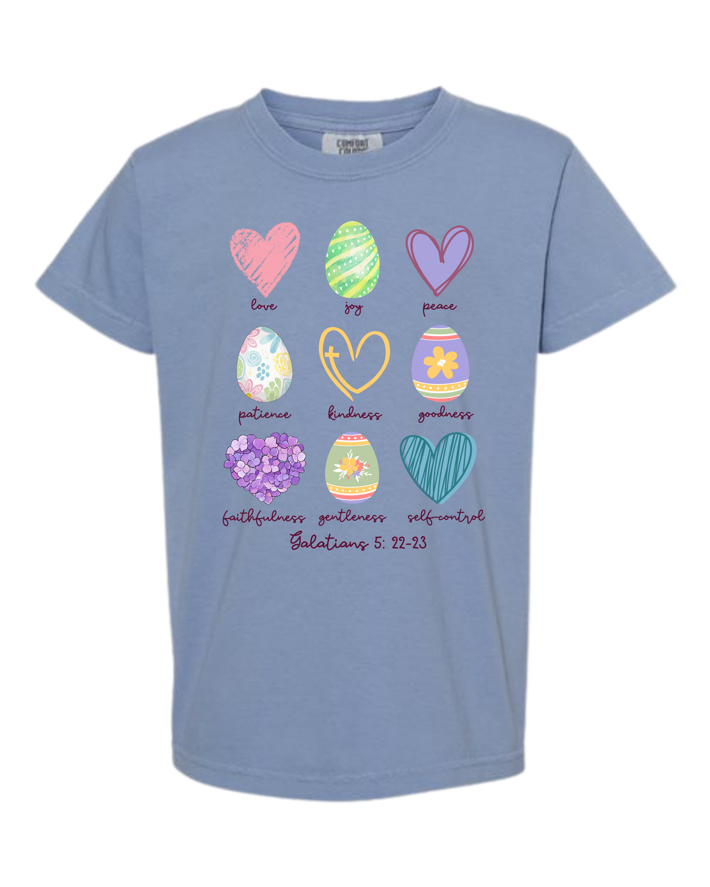 Galatians 5 - Easter - Comfort Colors - Heavyweight Youth Tee - Neutral Colors & Blues