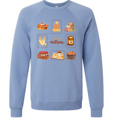 HP - Hello Autumn - Sponge Fleece Raglan Sweatshirt - Blues, Purples