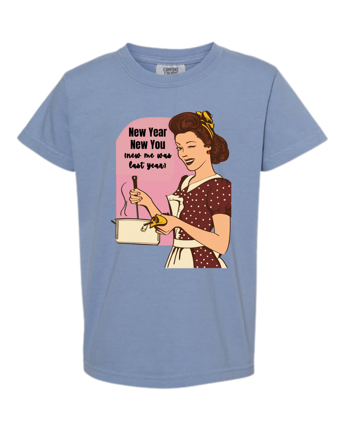 New Year New You - Comfort Colors - Heavyweight Youth Tee - Neutral Colors & Blues