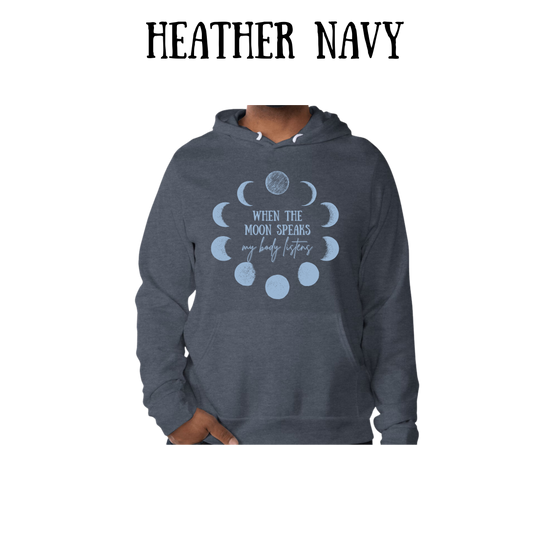 when the moon speaks - sponge fleece hoodie - blues, purples