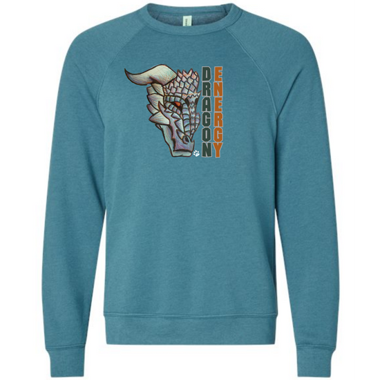 Dragon Energy - Sponge Fleece Raglan Sweatshirt - Blues, Greens, Purple, and Black