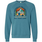 What Happens At The Campground - Sponge Fleece Raglan Sweatshirt - Blues, Greens, Purple, and Black