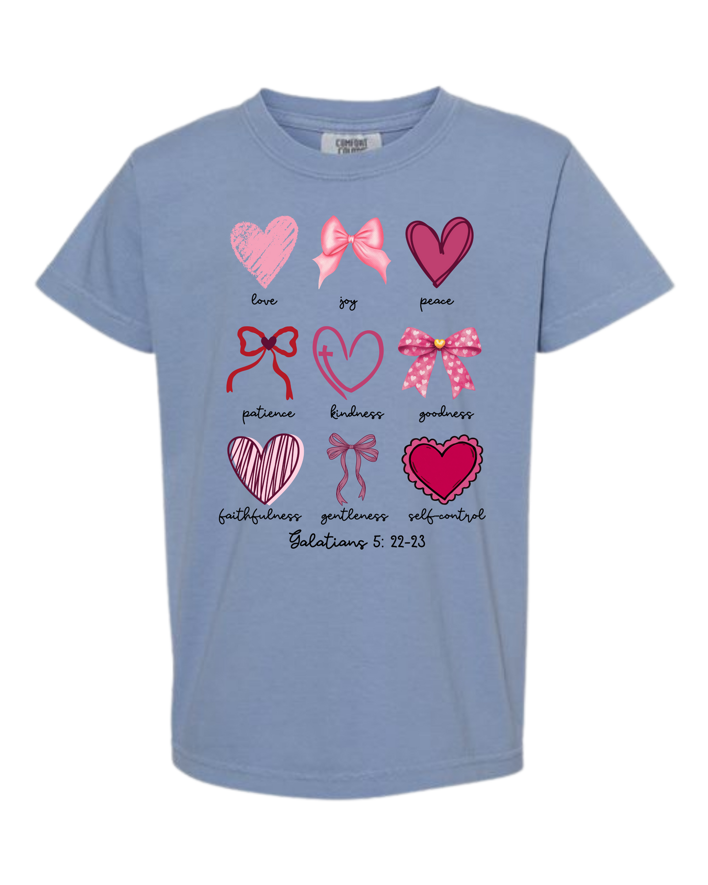 Galatians 5 - Valentines - Comfort Colors - Heavyweight Youth Tee - Neutral Colors & Blues
