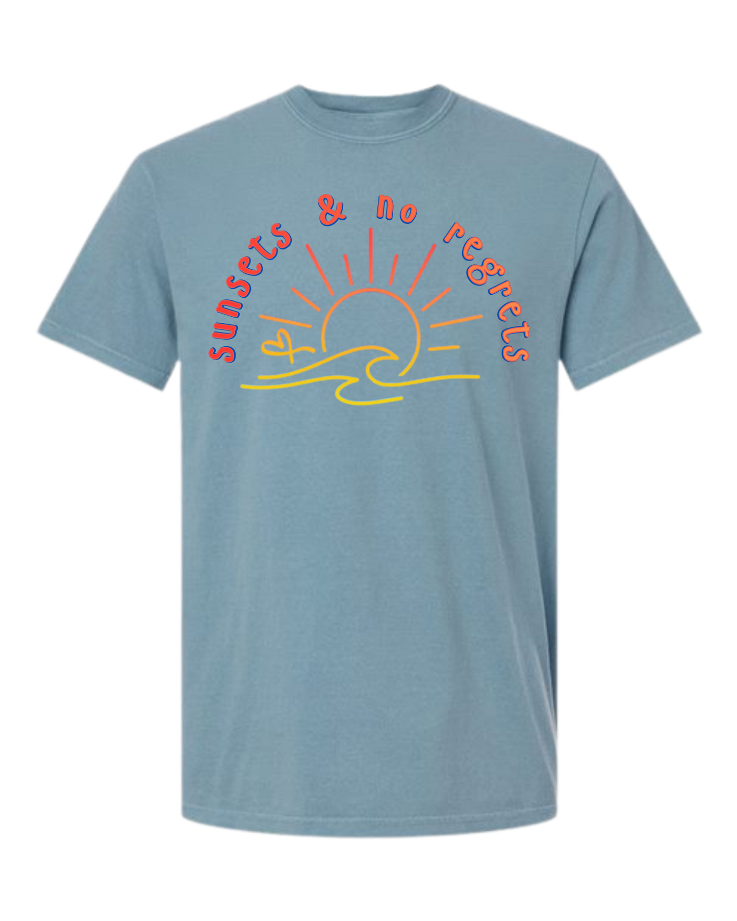 Sunsets & No Regrets - Comfort Colors - Heavyweight Unisex Tee - Blues