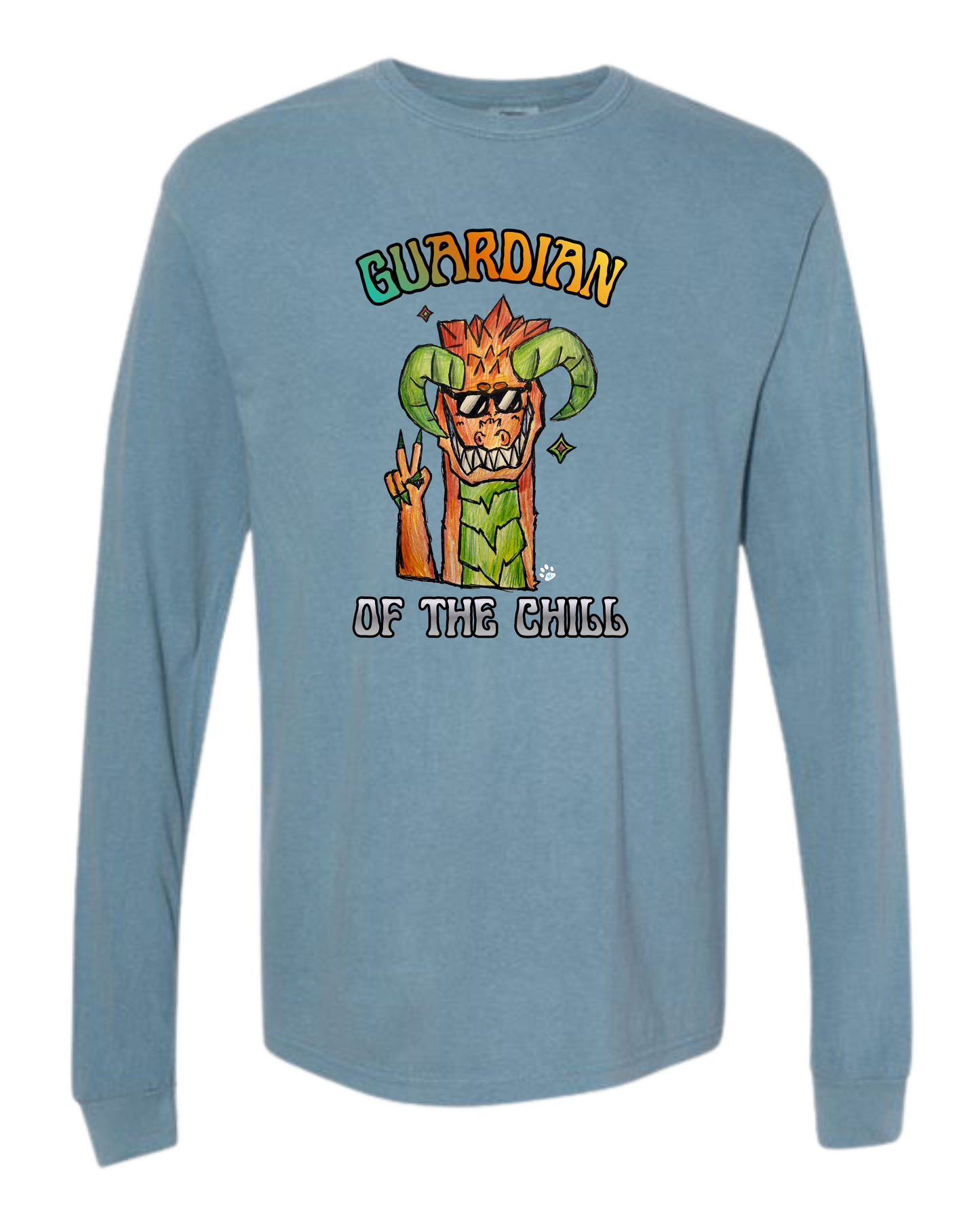 Guardian of The Chill - Comfort Colors - Heavyweight Long Sleeve Tee - Blues & Greens