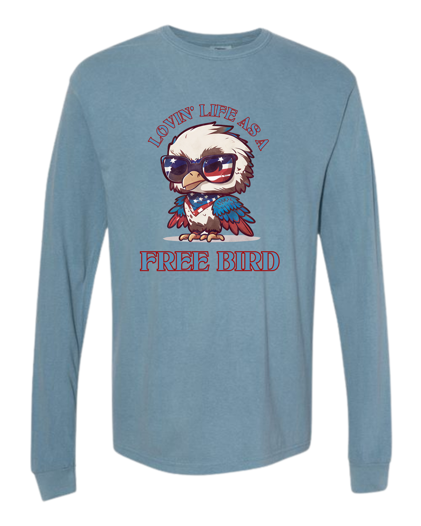 Lovin' Life as a Free Bird - Comfort Colors - Heavyweight Long Sleeve Tee - Blues & Greens