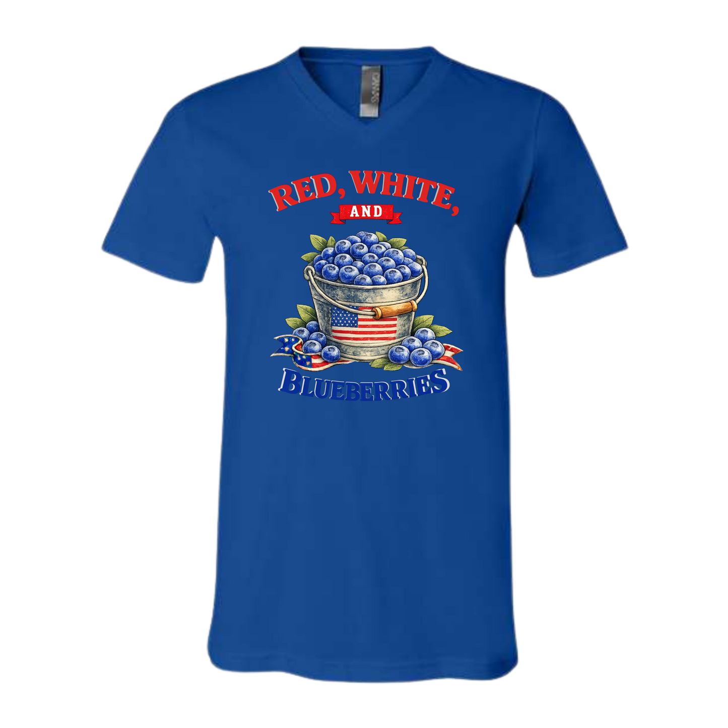 Red, White, And Blueberries - Bella+Canvas - Unisex V-Neck - Assorted Colors