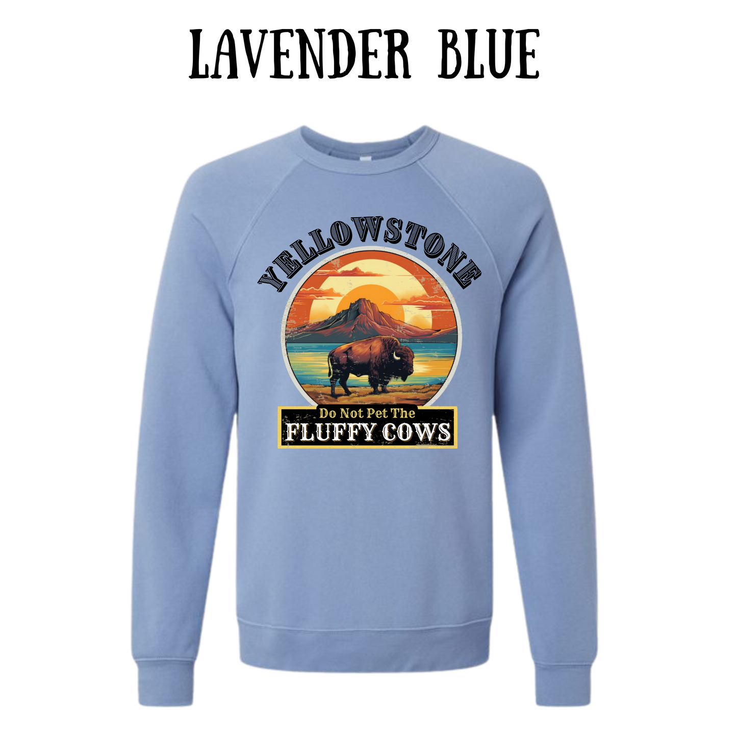 CP - Yellowstone: Fluffy Cows - Sponge Fleece Raglan Sweatshirt - Blues, Purples