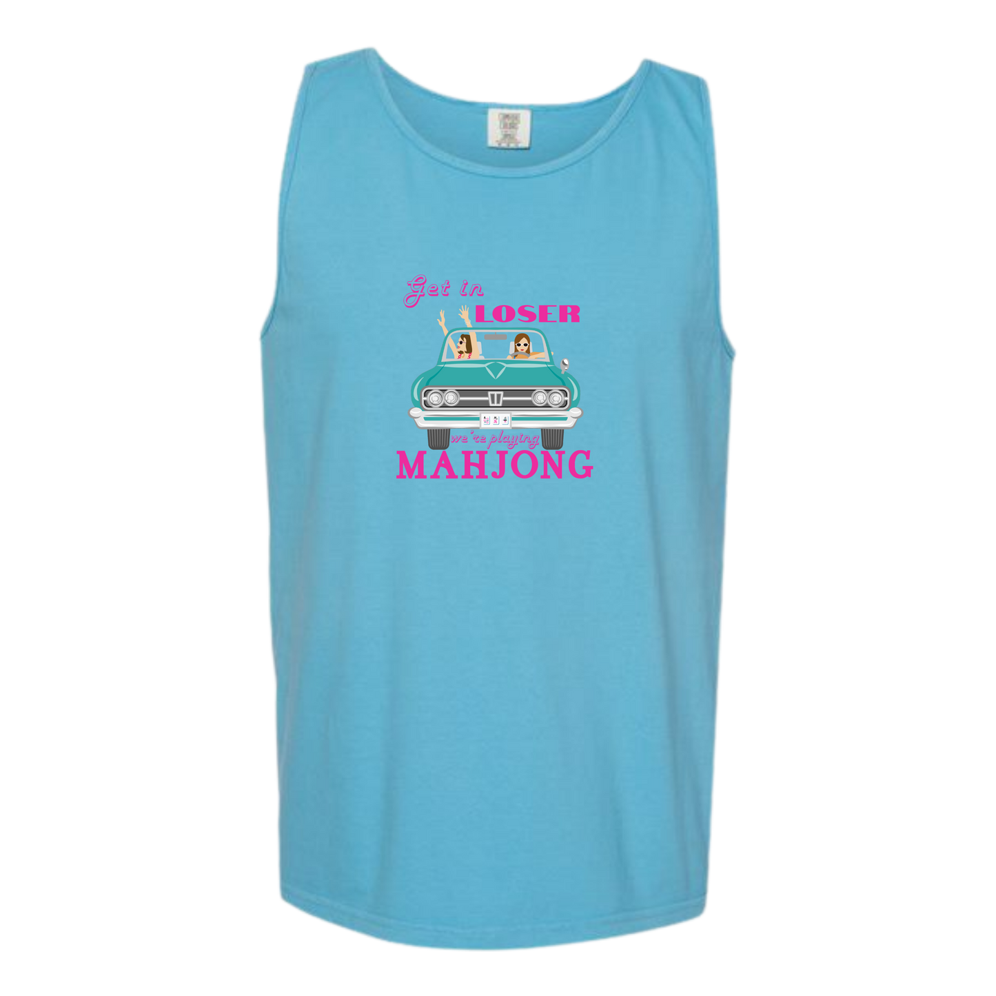 Get in Loser We're Playing Mahjong - Comfort Colors - Unisex Tank - Neutral Colors & Blues