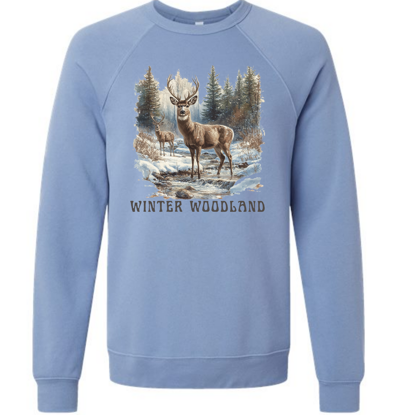 Winter Woodland - Sponge Fleece Raglan Sweatshirt - Blues, Purples