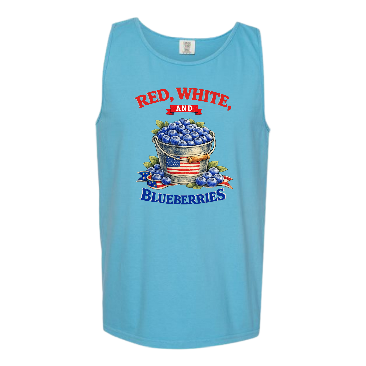 Red, White, And Blueberries - Comfort Colors - Unisex Tank - Neutral Colors & Blues