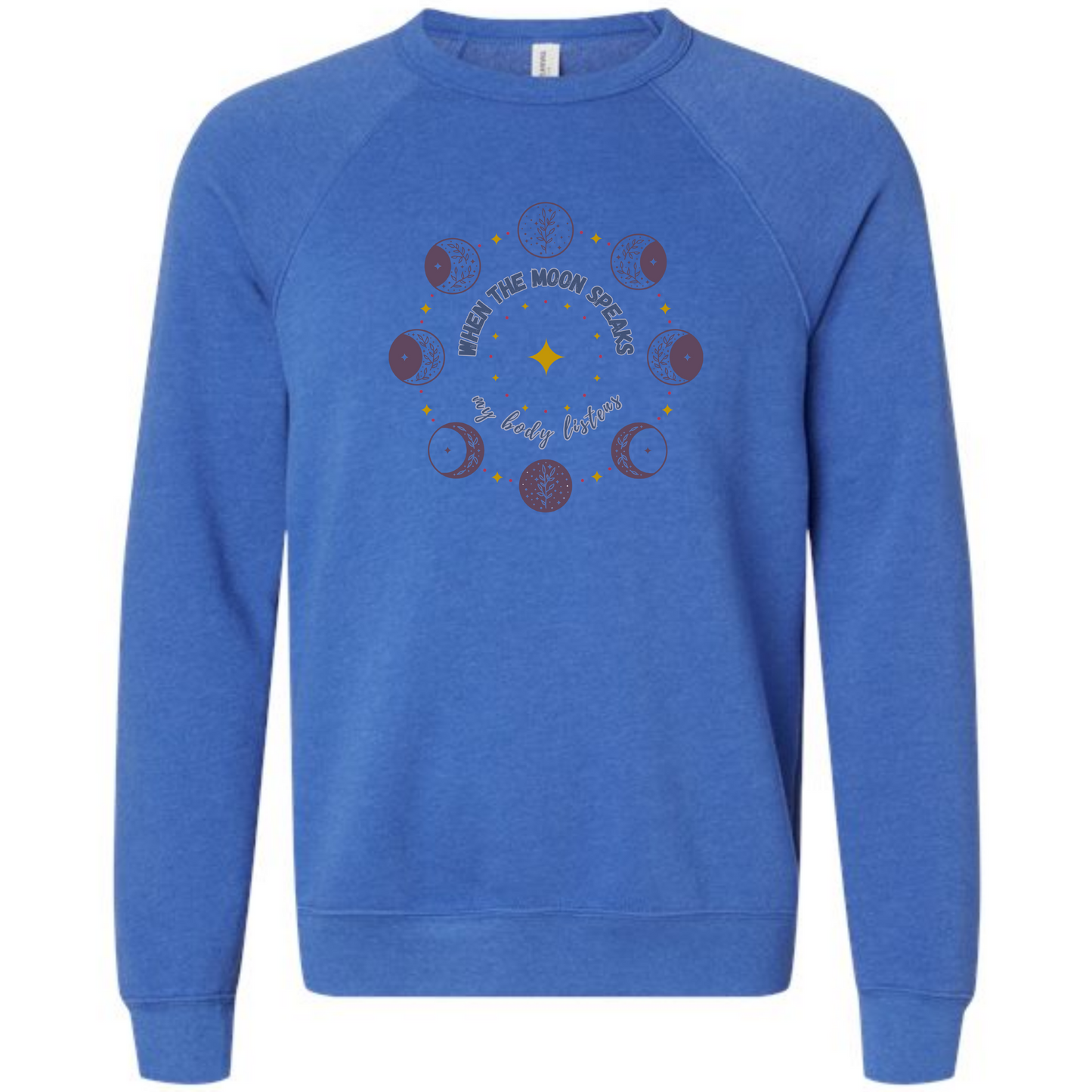 When The Moon Speaks My Body Listens - Sponge Fleece Raglan Sweatshirt - Blues, Greens, Purple, and Black