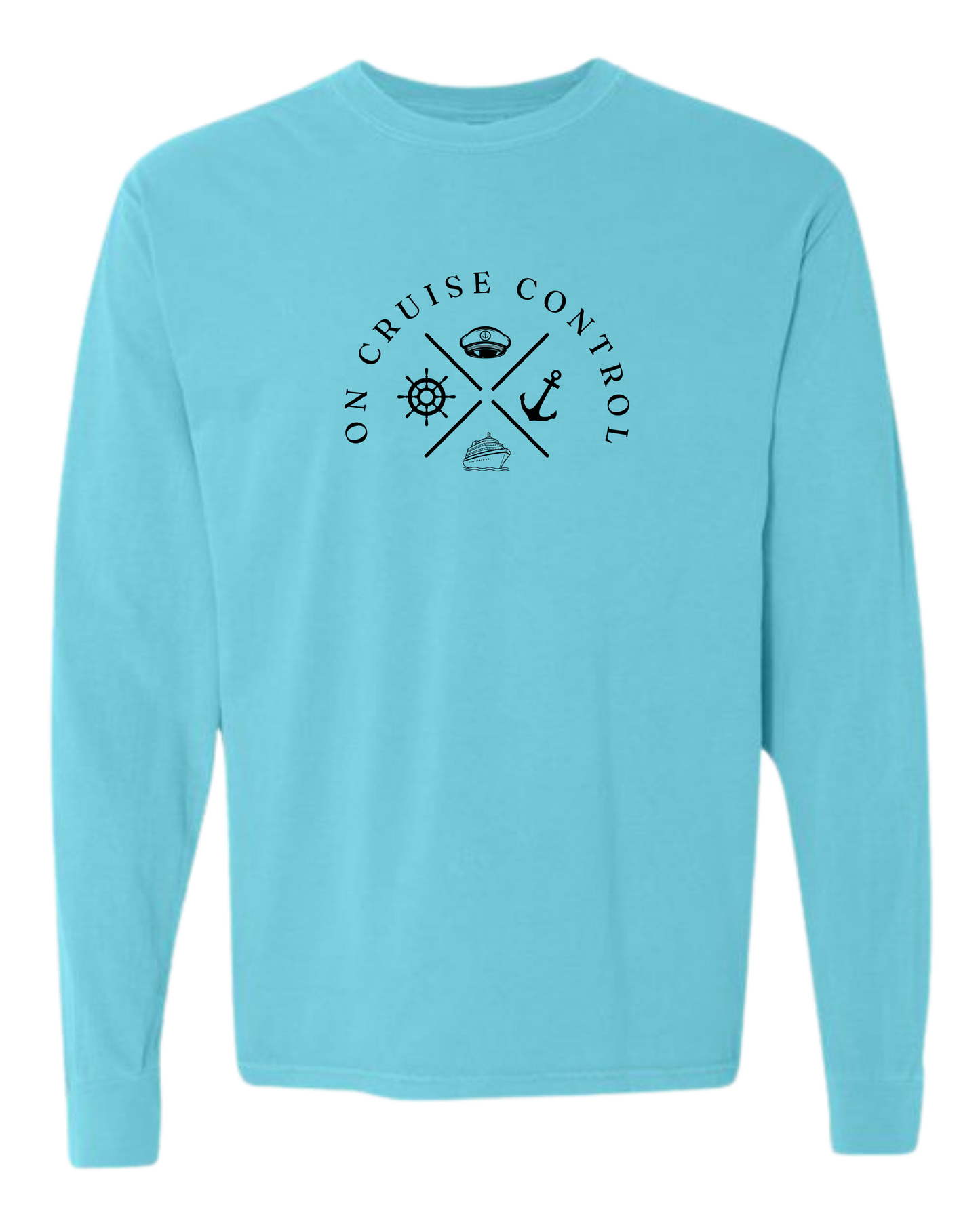 On Cruise Control - Comfort Colors - Heavyweight Long Sleeve Tee - Blues & Greens